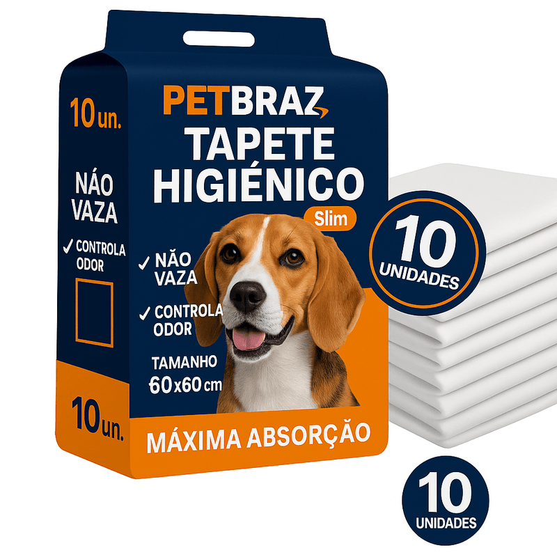 Tapete Higiênico Descartável Petbraz para Cachorro 60 x 60 cm Fralda Pet Xixi Cão Pequeno Médio