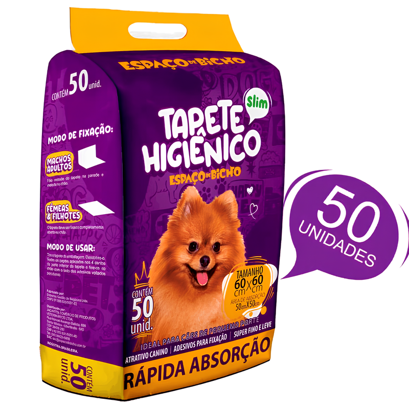 Tapete Higiênico Premium Espaço De Bicho 50 Un Cães Absorção Rápida Controle de Odor Alta Durabilidade