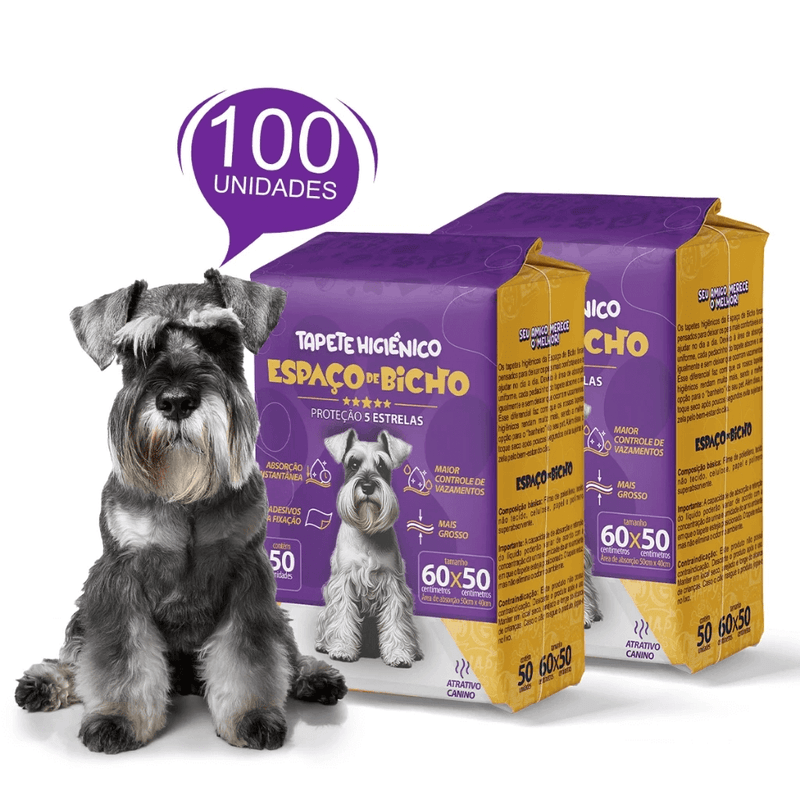 Kit Tapete Higiênico Premium Espaço De Bicho 100 Un Cães Absorção Rápida Controle de Odor Alta Durabilidade