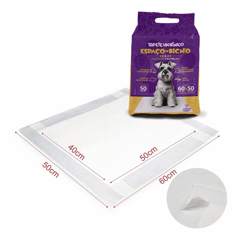 Kit Tapete Higiênico Premium Espaço De Bicho 100 Un Cães Absorção Rápida Controle de Odor Alta Durabilidade