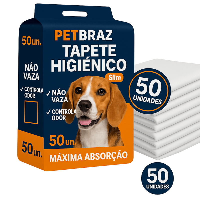 Tapete Higiênico Descartável Petbraz para Cachorro 60 x 60 cm Fralda Pet Xixi Cão Pequeno Médio
