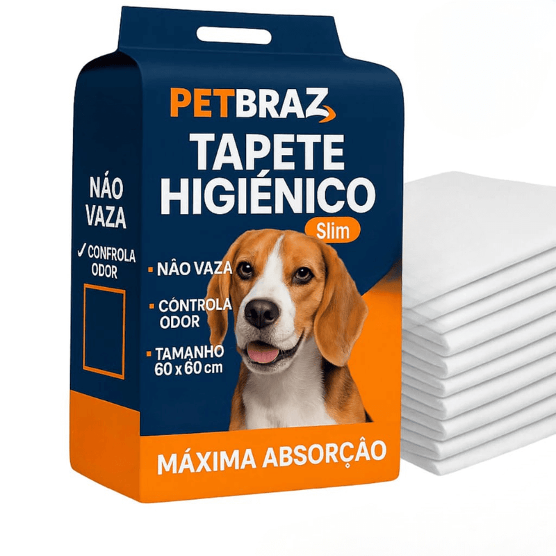 Tapete Higiênico Descartável Petbraz para Cachorro 60 x 60 cm Fralda Pet Xixi Cão Pequeno Médio