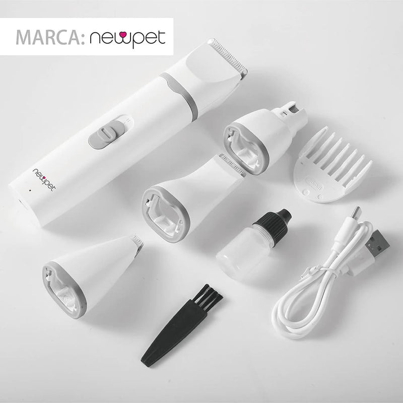 Kit Maquina De Tosa Pet 4 em 1 Recarregável Aparadora Unhas e Pelos Gato Cães Baixo Ruído